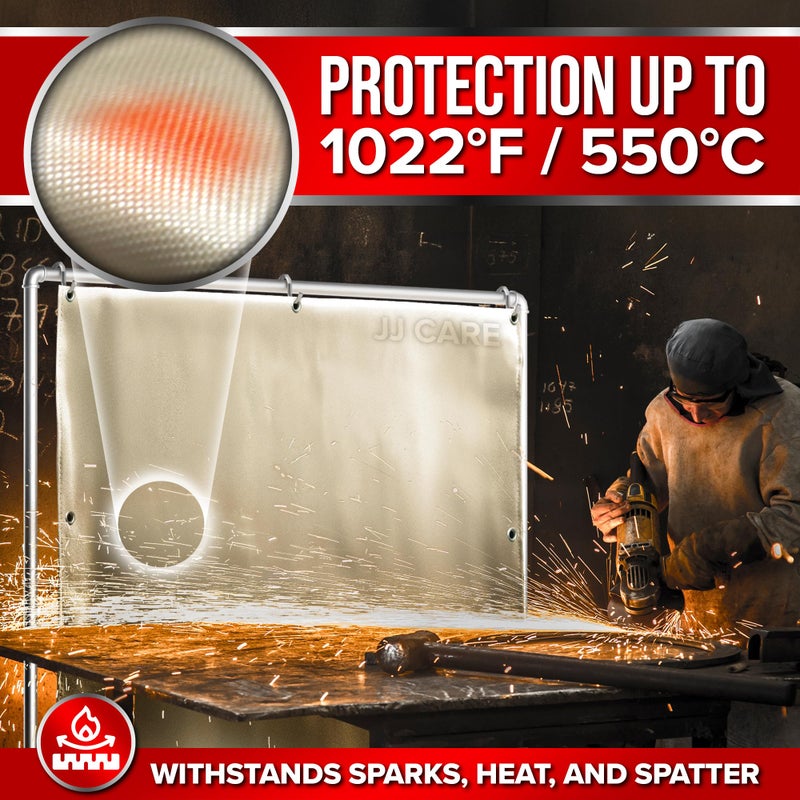 JJ CARE Welding Blanket - 6ft x 6ft, 850GSM Fiberglass Welding Blanket for Smokers with Brass Grommets, Heavy Duty Fireproof Welders Mat for Industrial, Smoker, Grill and Camping - Image 3